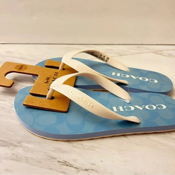 Coach Zak Flip Flop Chambray/Blue Sandals - Picture 7 of 12